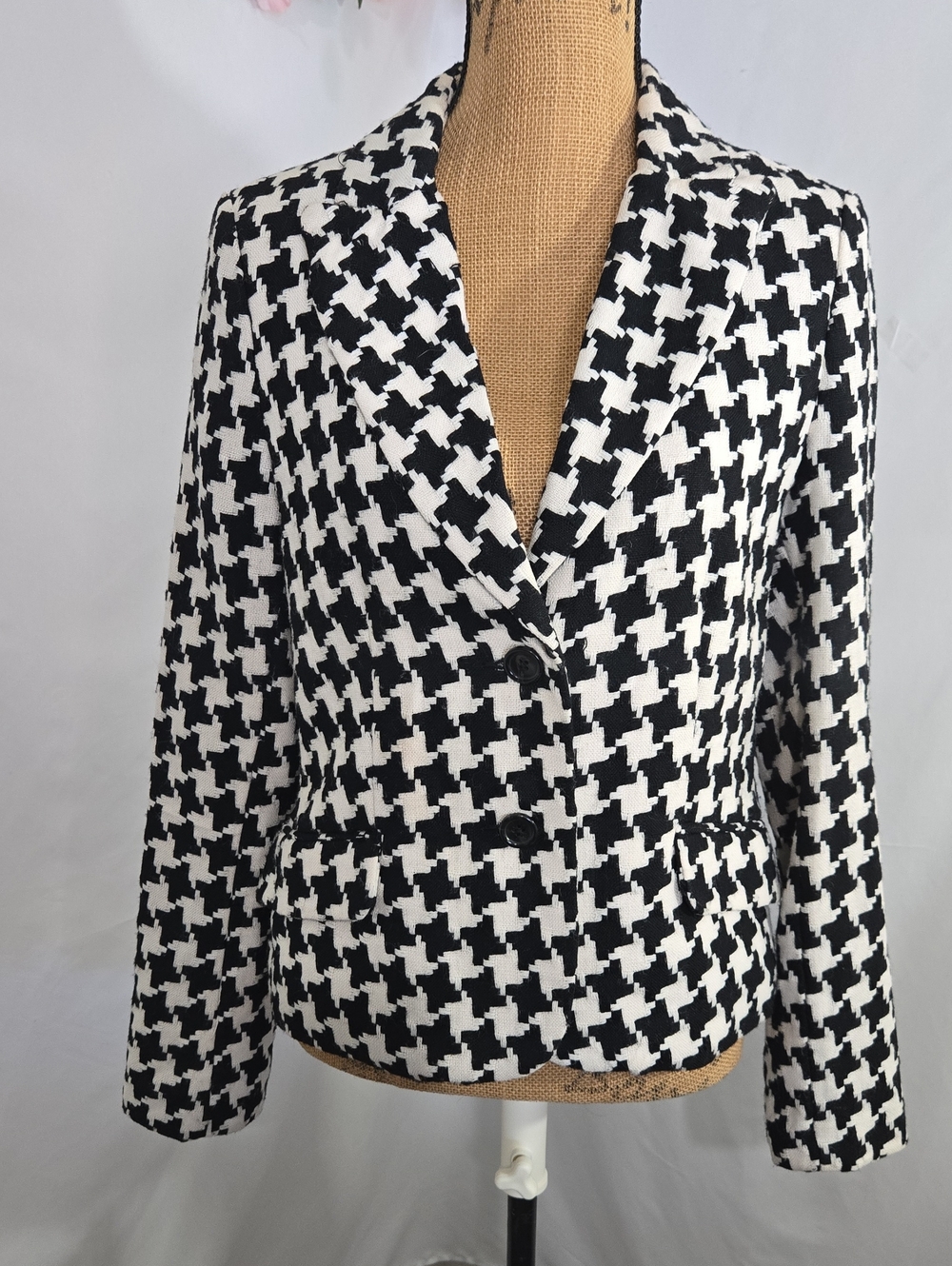 George Black and White Houndstooth Blazer Jacket